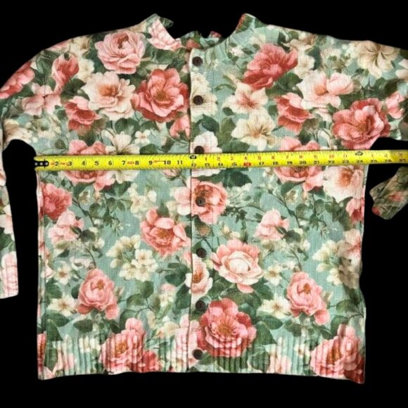 NWOT Gorgeous Pink Green Floral Print Knit Cardigan Sweater Size 3X - Picture 10 of 14